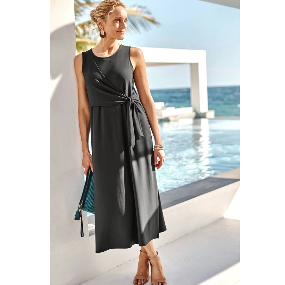 J. Jill Wearever Collection Maxi Dress Women’s Size L Side Tie Wrap Long Gray